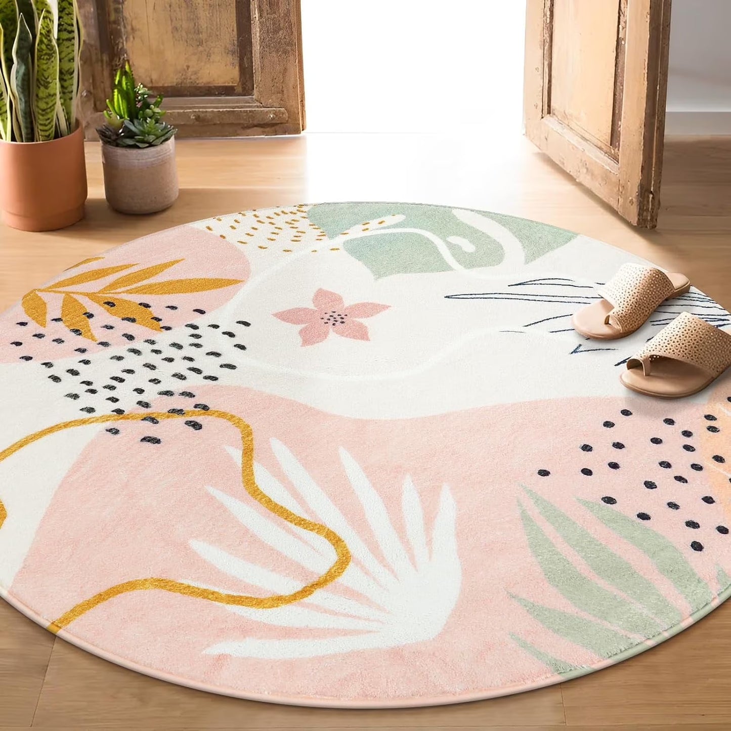 Moynesa Area Rugs for Living Room, Carpet for Bedroom Washable Non-Slip Boho Rug Throw Cute Soft Rug,Abstract Botanical Print Indoor Rugs for Kitchen Entryway Dining Room