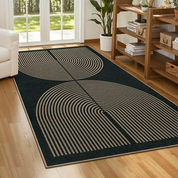 RUG ROBOT Modern Rainbow Easy Jute Rug, Patio Rug Washable Rugs for Entryway Farmhouse Area Rug, Non Slip Indoor Door Mat Contemporary Throw Rug for Laundry Guestroom Room Patio Decor