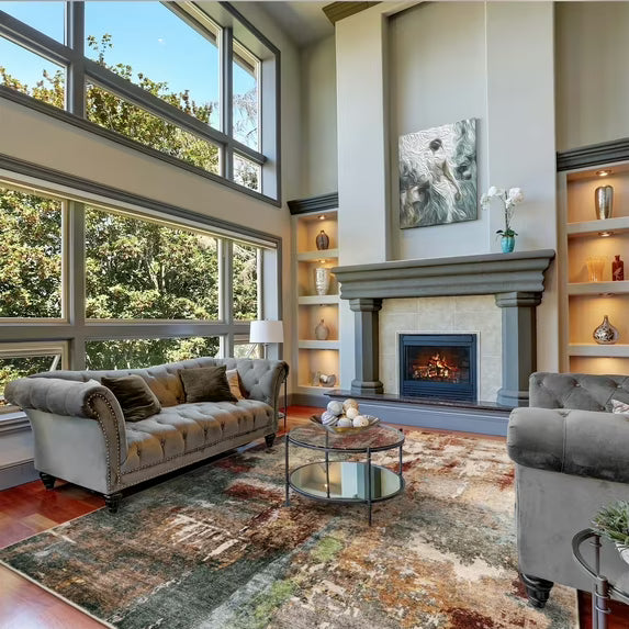 Moynesa Modern Abstract Round Rug,Gray Kitchen Rugs Soft Bedroom Circle Rugs Washable Living Room Mat, Contemporary Large Indoor Office Carpet for Mudroom Kitchen Apartment Basement