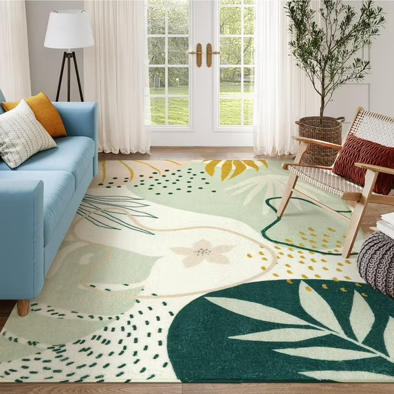 Moynesa Area Rugs for Living Room, Carpet for Bedroom Washable Non-Slip Boho Rug Throw Cute Soft Rug,Abstract Botanical Print Indoor Rugs for Kitchen Entryway Dining Room