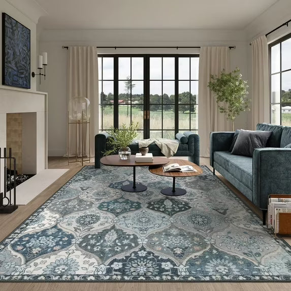 Moynesa Area Rug for Living Room Indoor Non-Slip Moroccan Trellis Washable Mat Large Oriental Accent Throw Rug for Kitchen Entryway Bathroom Bedroom Office Carpet