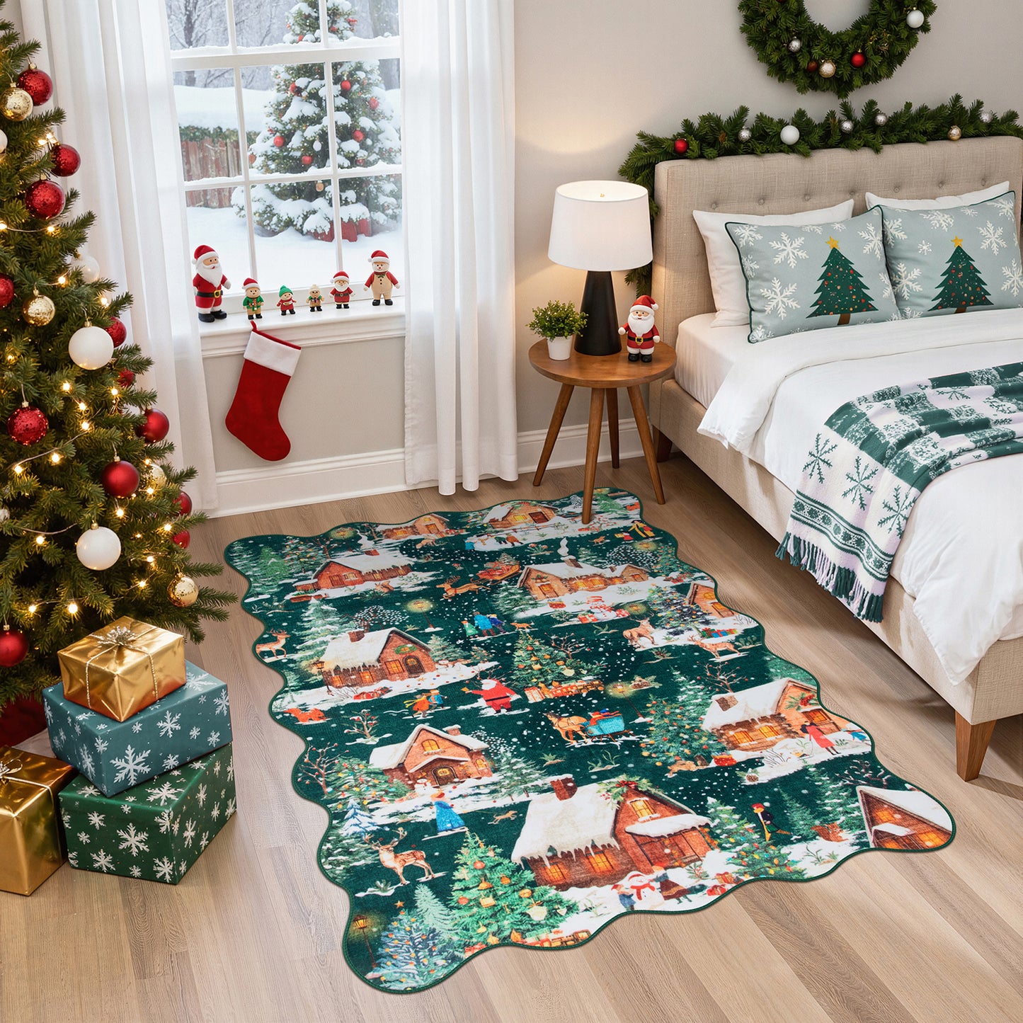 Lahome Decor Christmas Area Rug,Washable Rug For Living Room Bedroom Kitchen Holiday Decor Bathroom Entryway Laundry Room Non-slip Soft Carpet