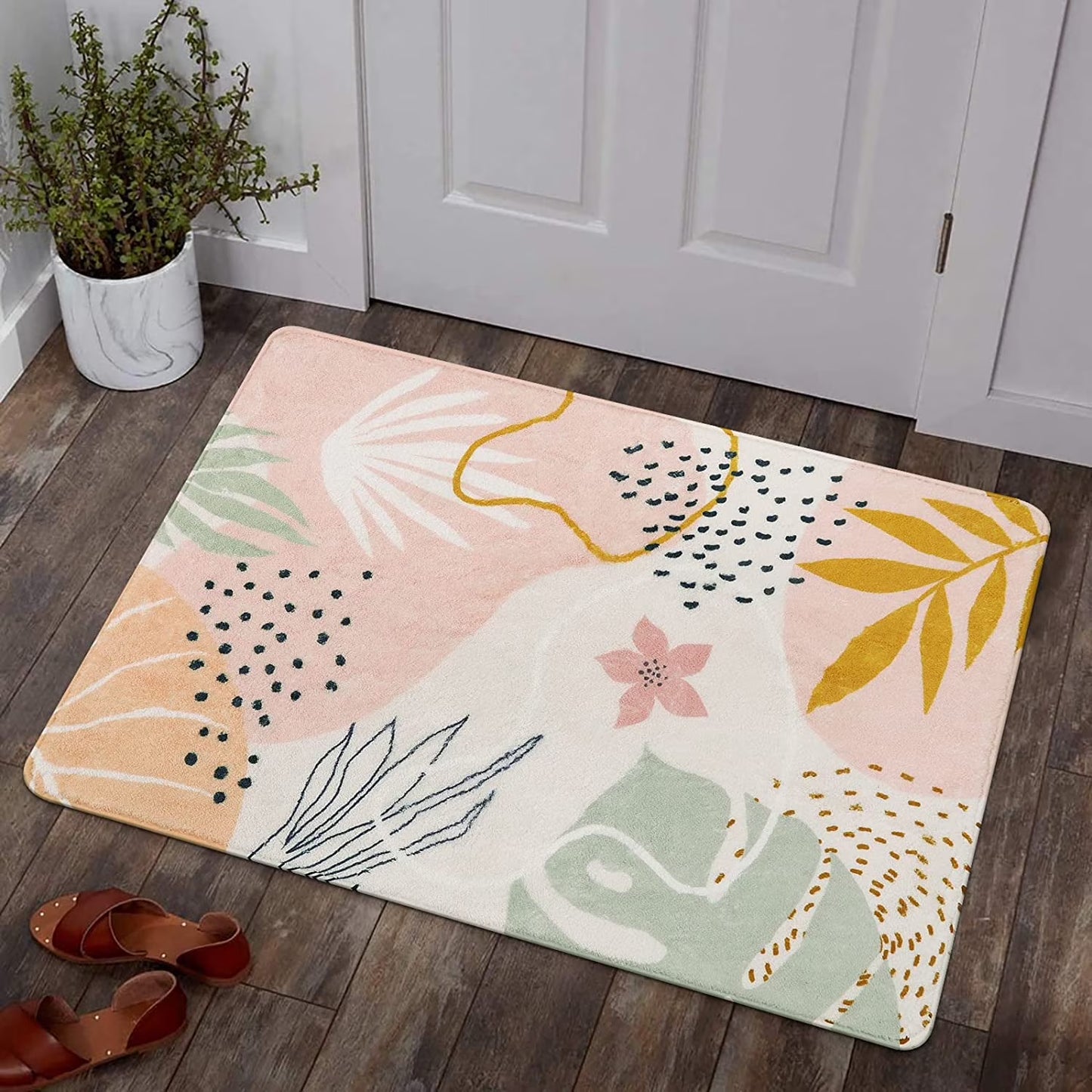 Moynesa Area Rugs for Living Room, Carpet for Bedroom Washable Non-Slip Boho Rug Throw Cute Soft Rug,Abstract Botanical Print Indoor Rugs for Kitchen Entryway Dining Room