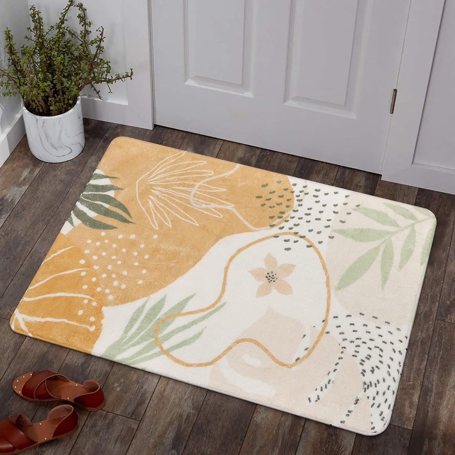 Moynesa Area Rugs for Living Room, Carpet for Bedroom Washable Non-Slip Boho Rug Throw Cute Soft Rug,Abstract Botanical Print Indoor Rugs for Kitchen Entryway Dining Room