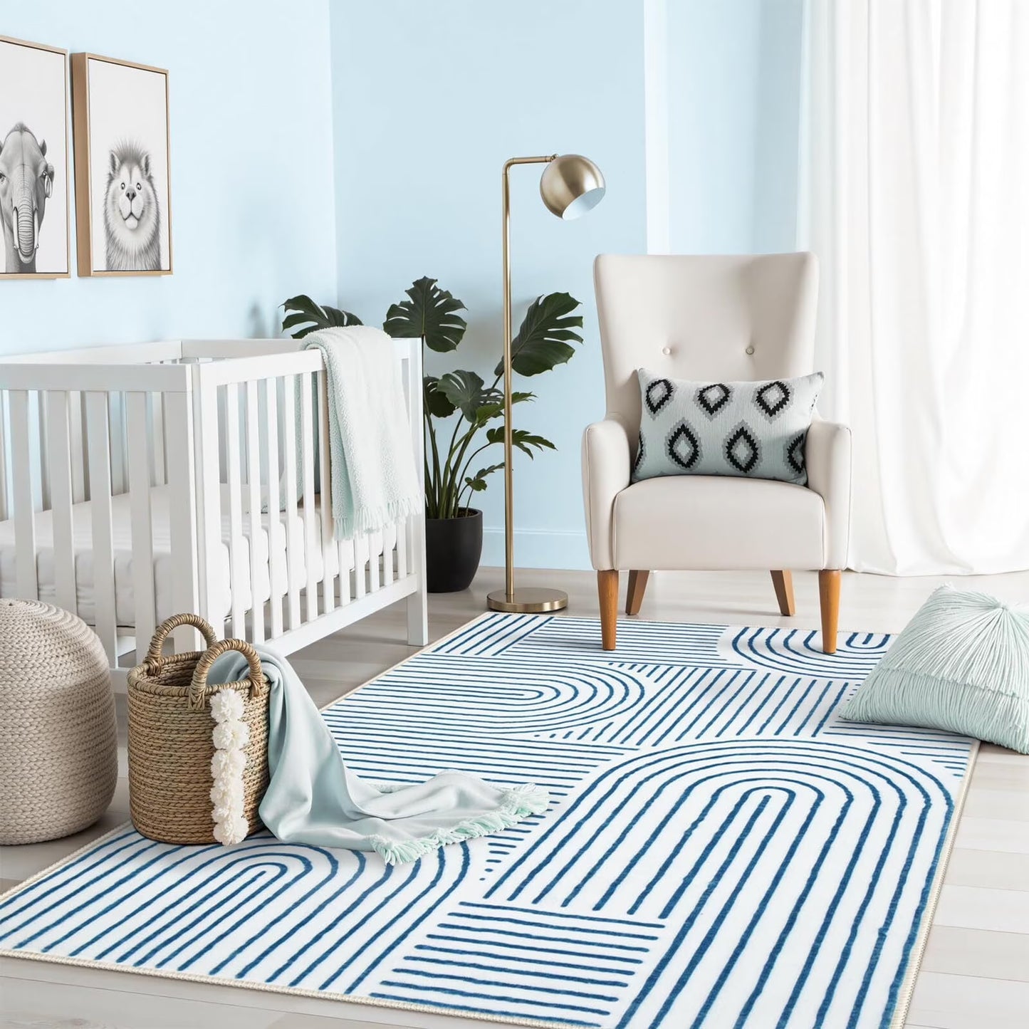 Moynesa Abstract Area Rugs for Living Room, Ultra-Thin Soft Washable Rug Non-Slip Modern Bedroom Rug Indoor Large Throw Carpet for Dining Room Office Dorm Playroom