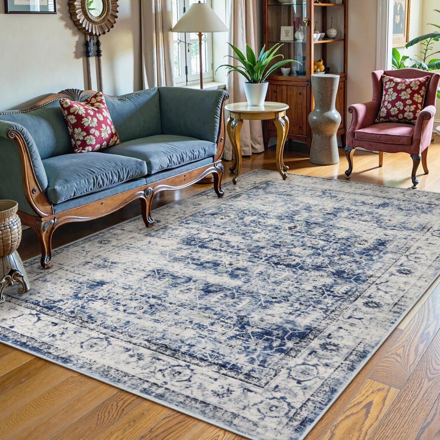 Moynesa Washable Area Rugs, Rugs for Bedroom Soft Rugs for Bedroom Aesthetic Boys,Retro Distressed Non Slip Throw Rug Carpet Dining Room Rugs for Under Table