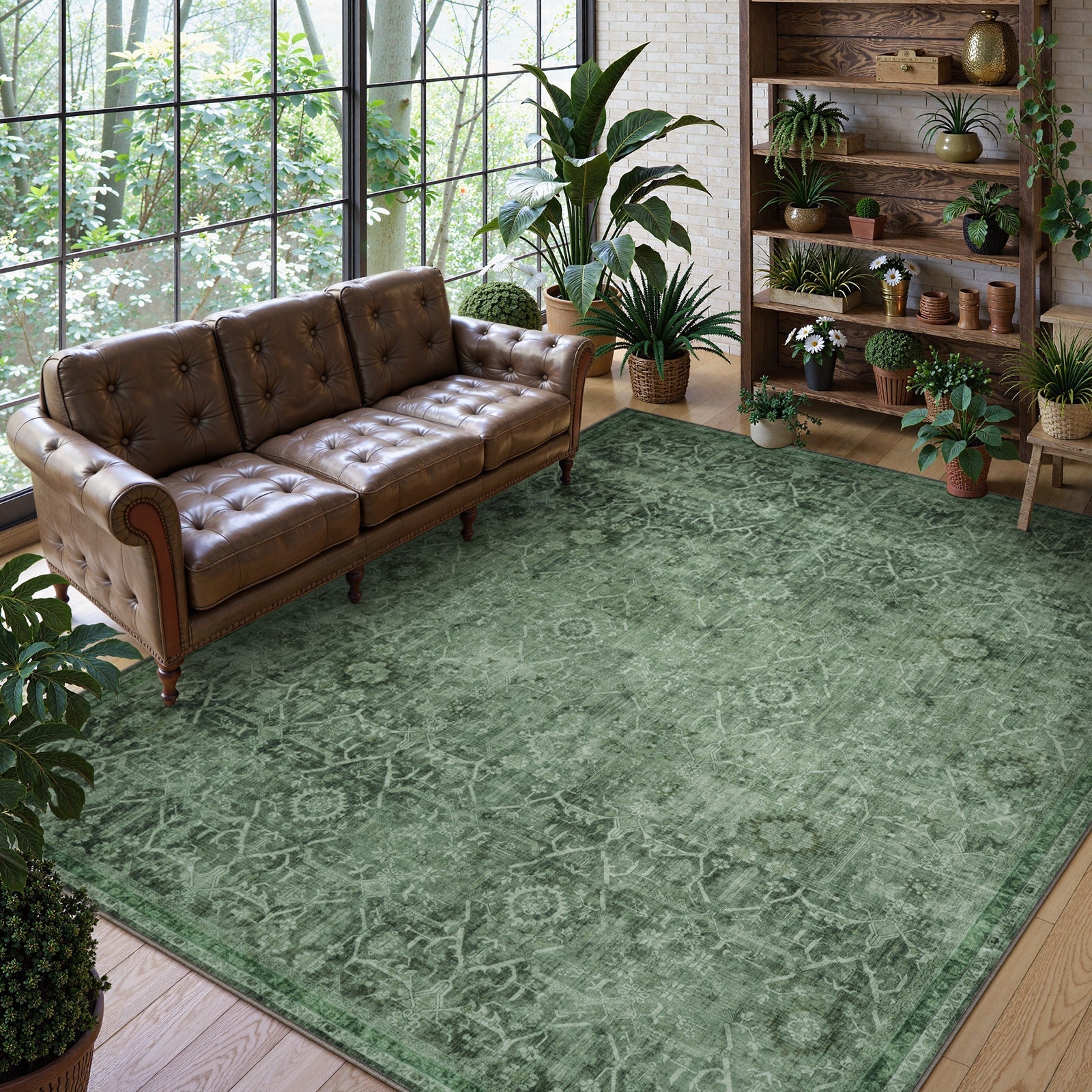Lahome Decor Washable Area Rug,Boho Tribe Rugs for Living Room With Non-Slip Backing, Stain Resistant Non-Shed Carpet for Bedroom, Dining Room, Dorm, Office,Farmhouse Walmart Walmart 8' x 10' Dark Green