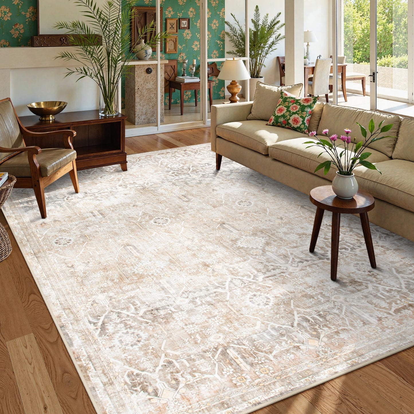 Lahome Decor Washable Area Rug,Boho Tribe Rugs for Living Room With Non-Slip Backing, Stain Resistant Non-Shed Carpet for Bedroom, Dining Room, Dorm, Office,Farmhouse Walmart Walmart