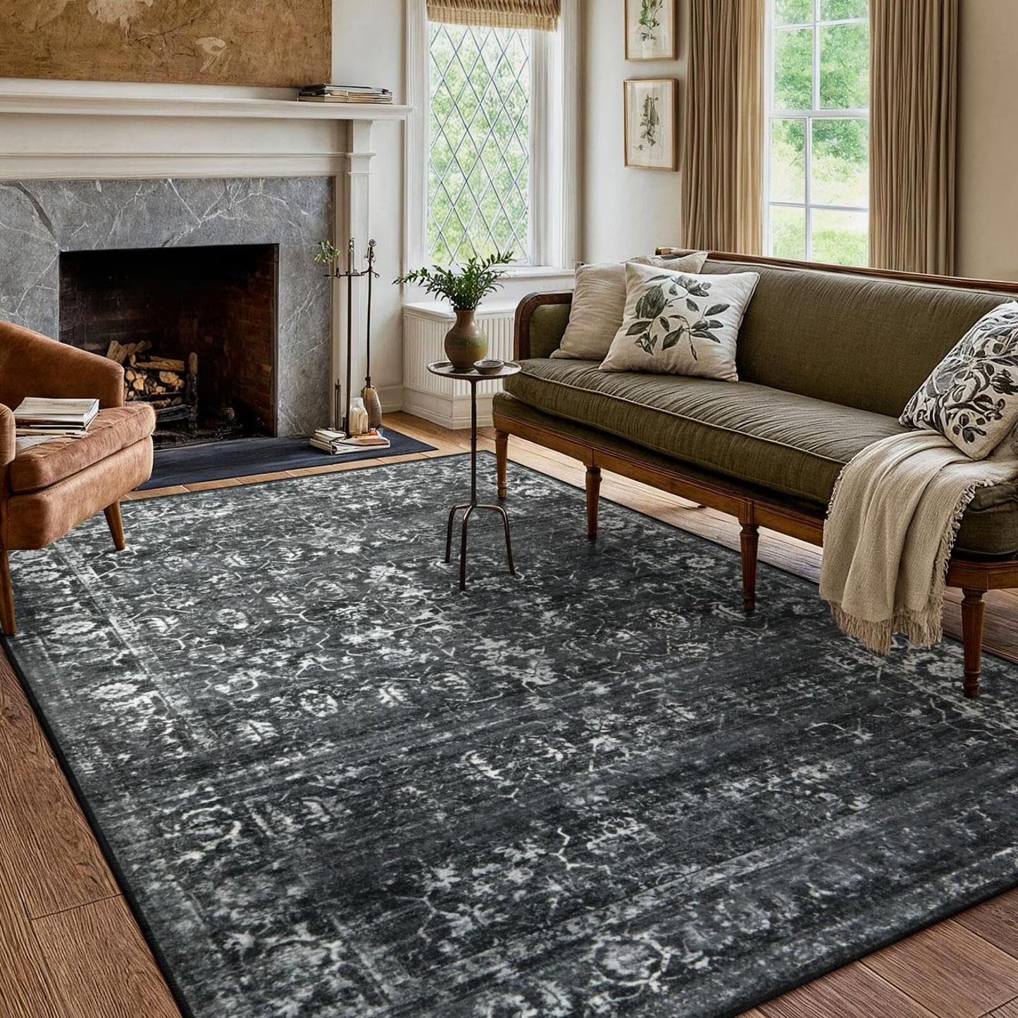 Moynesa Washable Area Rugs, Rugs for Bedroom Soft Rugs for Bedroom Aesthetic Boys,Retro Distressed Non Slip Throw Rug Carpet Dining Room Rugs for Under Table