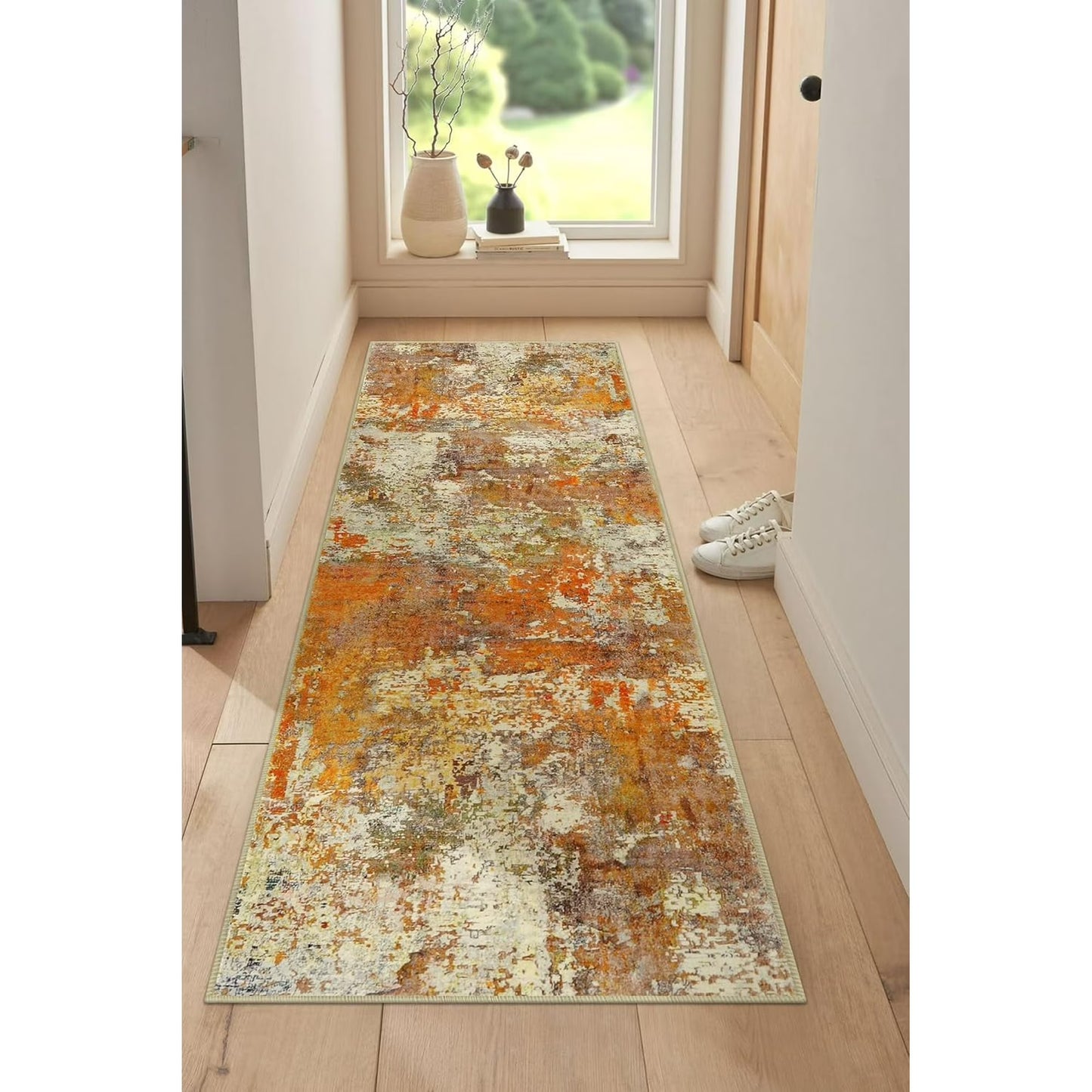 Moynesa Modern Abstract Round Rug,Gray Kitchen Rugs Soft Bedroom Circle Rugs Washable Living Room Mat, Contemporary Large Indoor Office Carpet for Mudroom Kitchen Apartment Basement