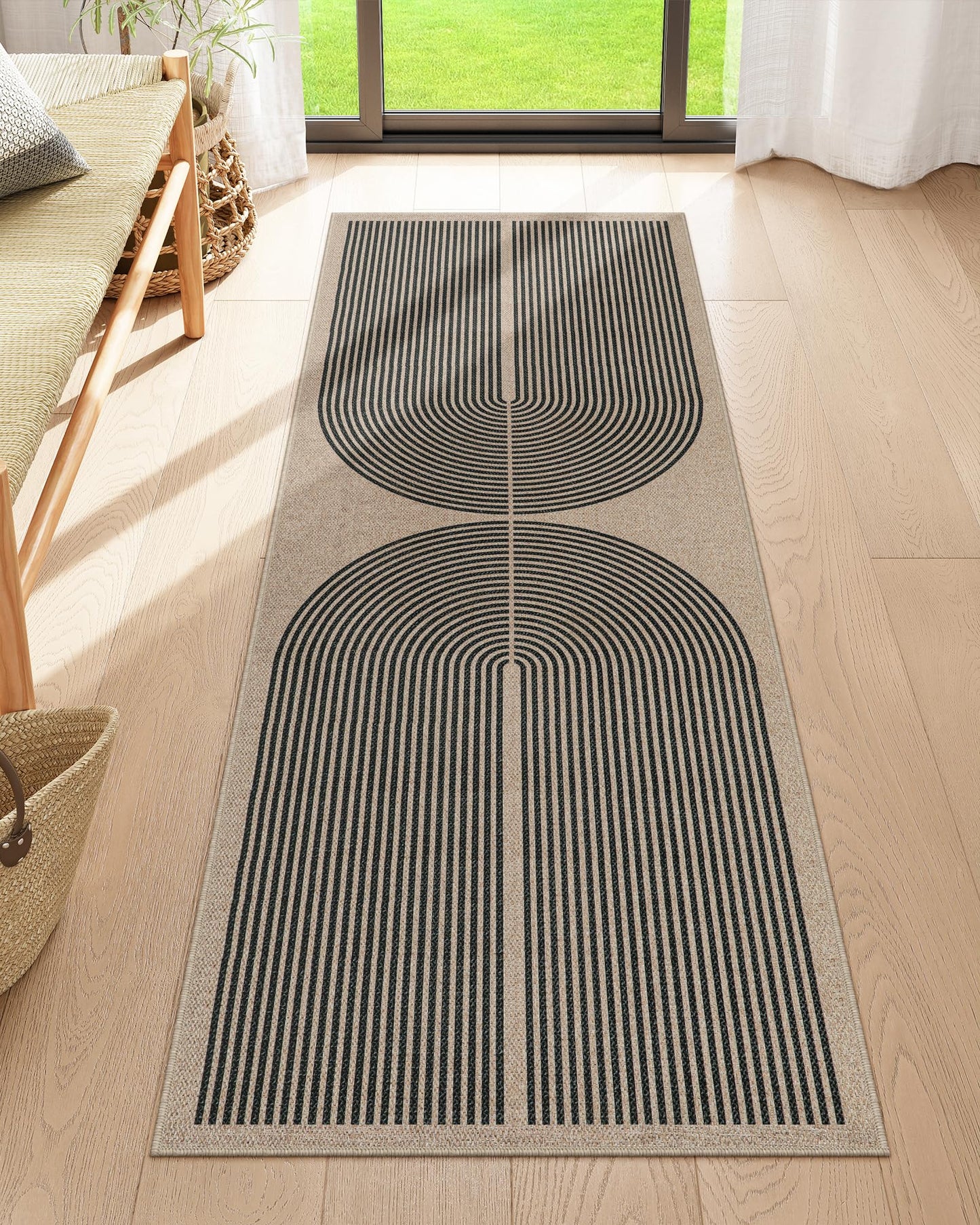 RUG ROBOT Modern Rainbow Easy Jute Rug, Patio Rug Washable Rugs for Entryway Farmhouse Area Rug, Non Slip Indoor Door Mat Contemporary Throw Rug for Laundry Guestroom Room Patio Decor
