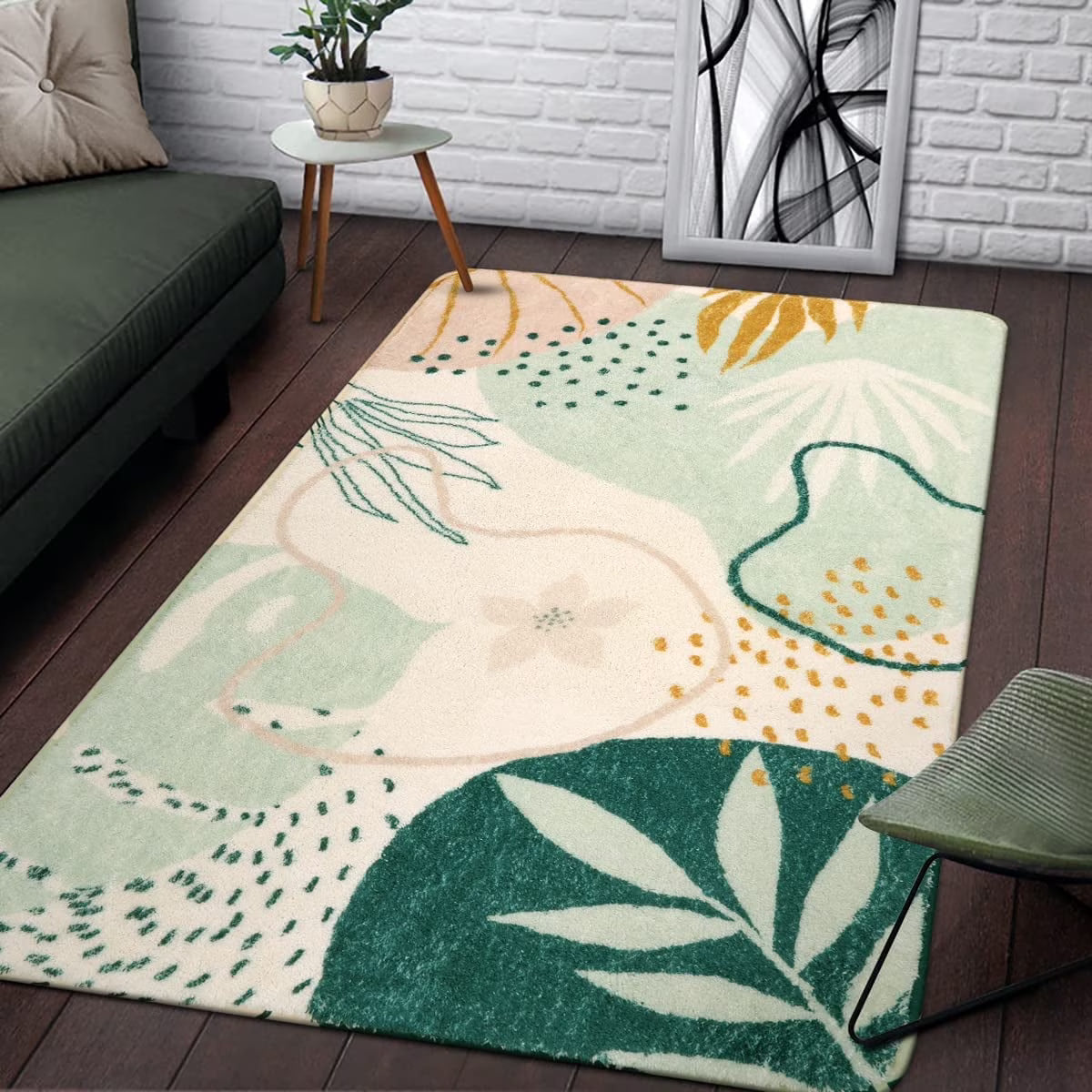 Moynesa Area Rugs for Living Room, Carpet for Bedroom Washable Non-Slip Boho Rug Throw Cute Soft Rug,Abstract Botanical Print Indoor Rugs for Kitchen Entryway Dining Room