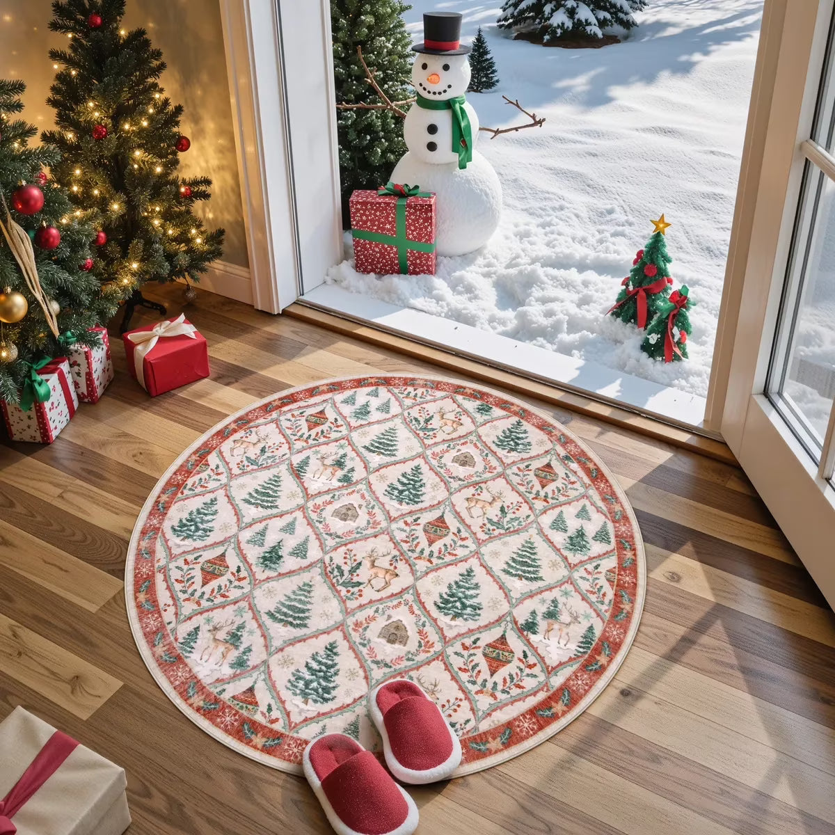 Moynesa Christmas Runner Rugs for Hallway, Washable Kitchen Rug Carpet Runner,Non-Slip Low Pile Soft Winter Moroccan Holiday Xmas Decor Modern Mat for Entrance Bedroom Laundry
