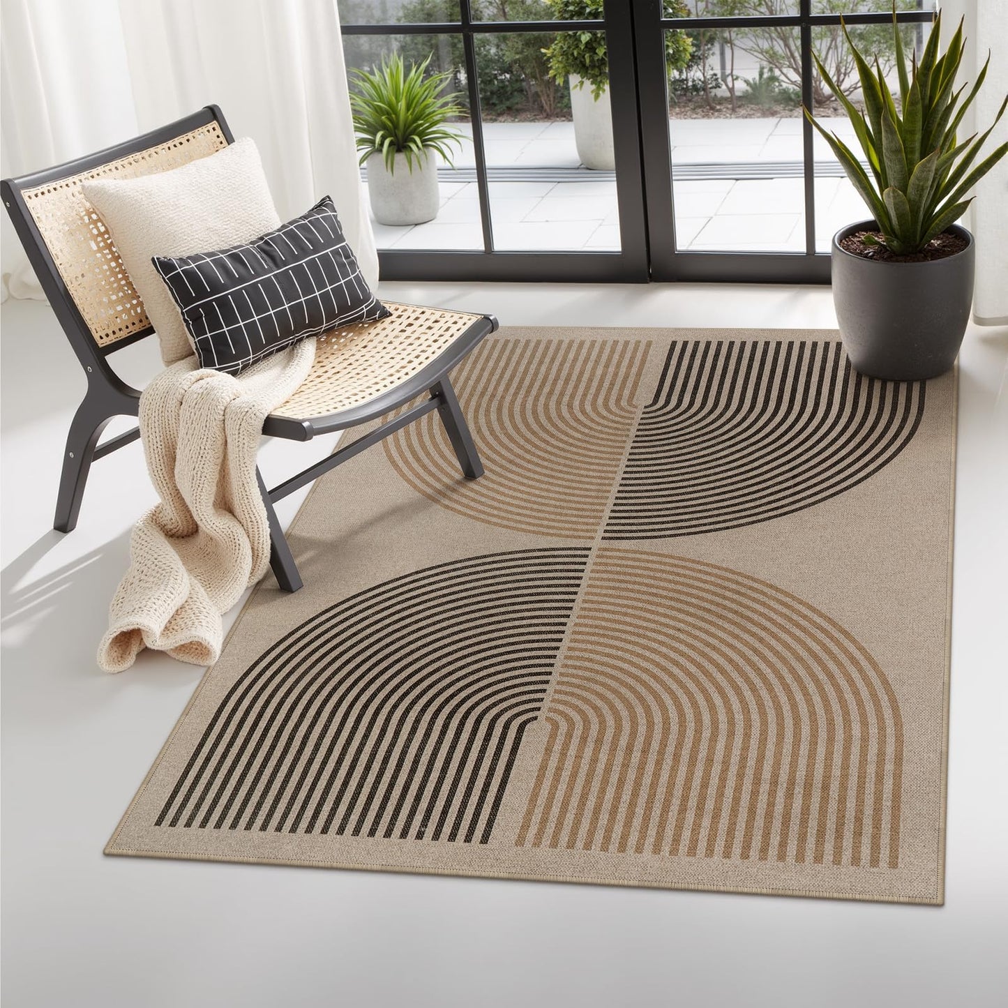 RUG ROBOT Modern Rainbow Easy Jute Rug, Patio Rug Washable Rugs for Entryway Farmhouse Area Rug, Non Slip Indoor Door Mat Contemporary Throw Rug for Laundry Guestroom Room Patio Decor