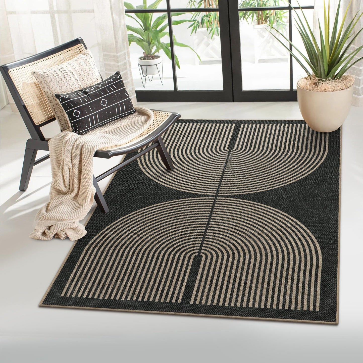RUG ROBOT Modern Rainbow Easy Jute Rug, Patio Rug Washable Rugs for Entryway Farmhouse Area Rug, Non Slip Indoor Door Mat Contemporary Throw Rug for Laundry Guestroom Room Patio Decor