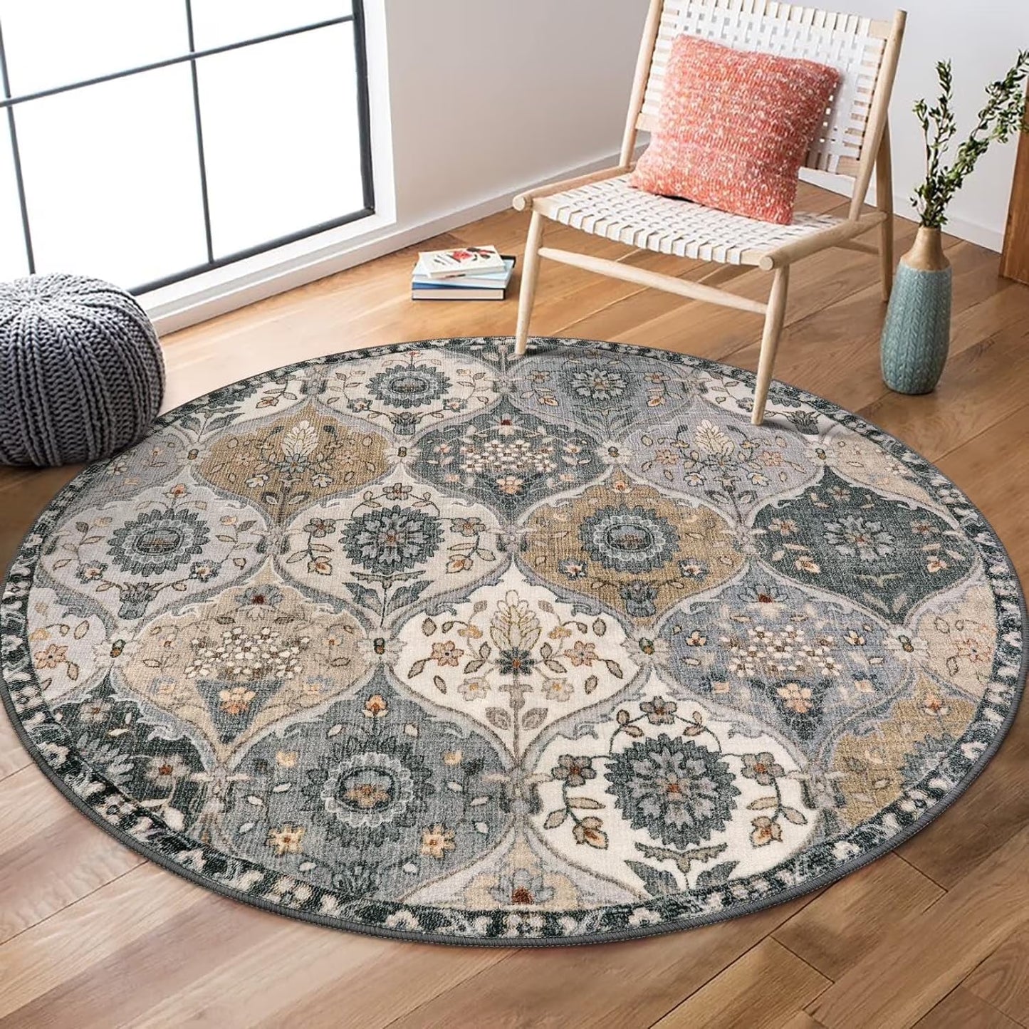 Moynesa Area Rug for Living Room Indoor Non-Slip Moroccan Trellis Washable Mat Large Oriental Accent Throw Rug for Kitchen Entryway Bathroom Bedroom Office Carpet