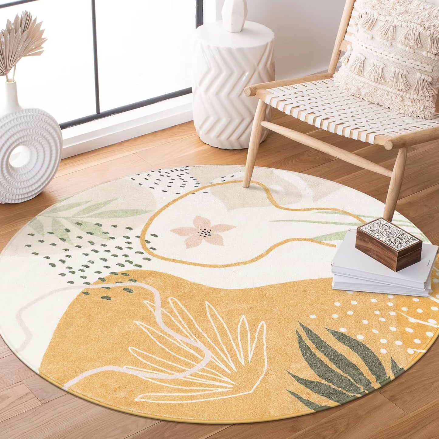 Moynesa Area Rugs for Living Room, Carpet for Bedroom Washable Non-Slip Boho Rug Throw Cute Soft Rug,Abstract Botanical Print Indoor Rugs for Kitchen Entryway Dining Room