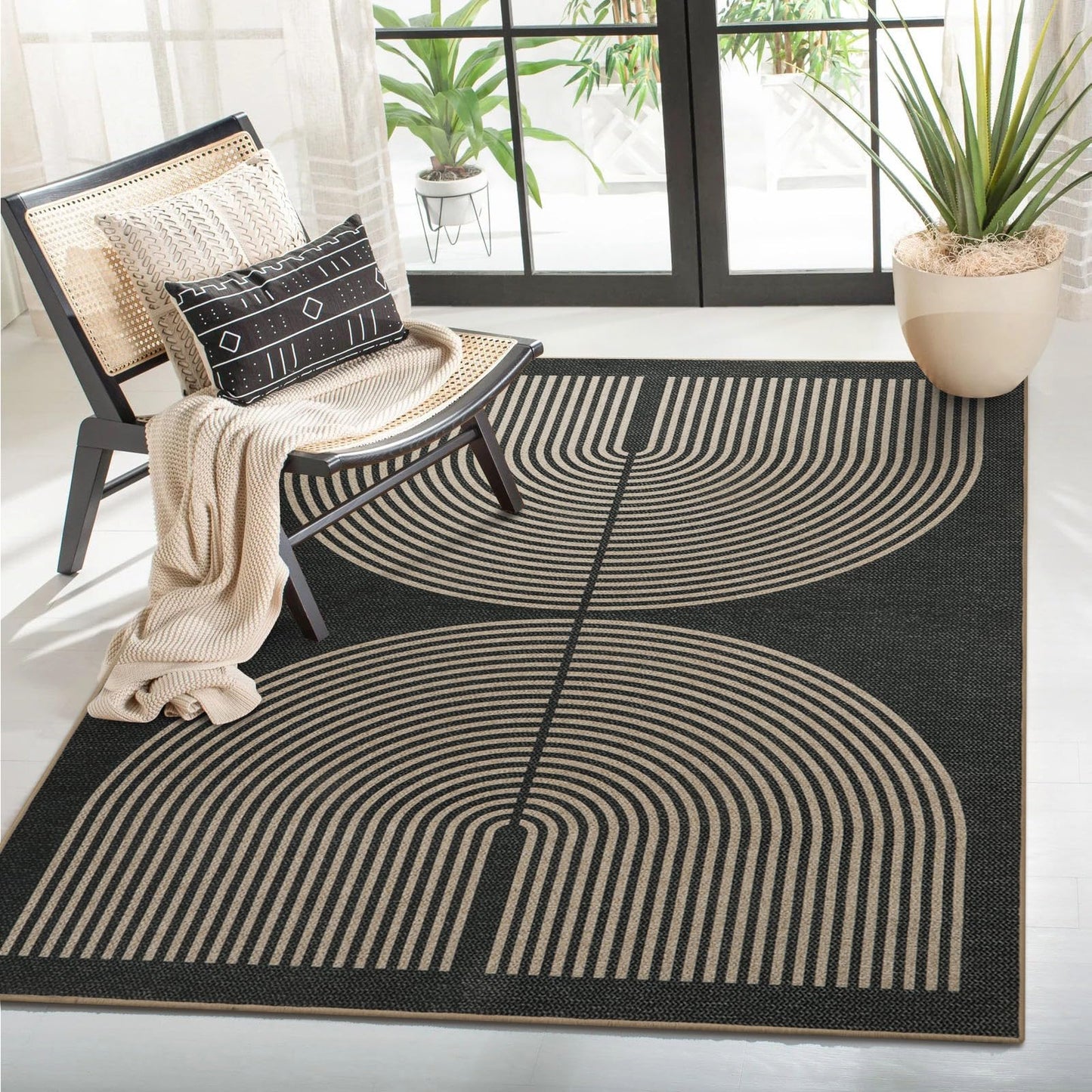 RUG ROBOT Modern Rainbow Easy Jute Rug, Patio Rug Washable Rugs for Entryway Farmhouse Area Rug, Non Slip Indoor Door Mat Contemporary Throw Rug for Laundry Guestroom Room Patio Decor