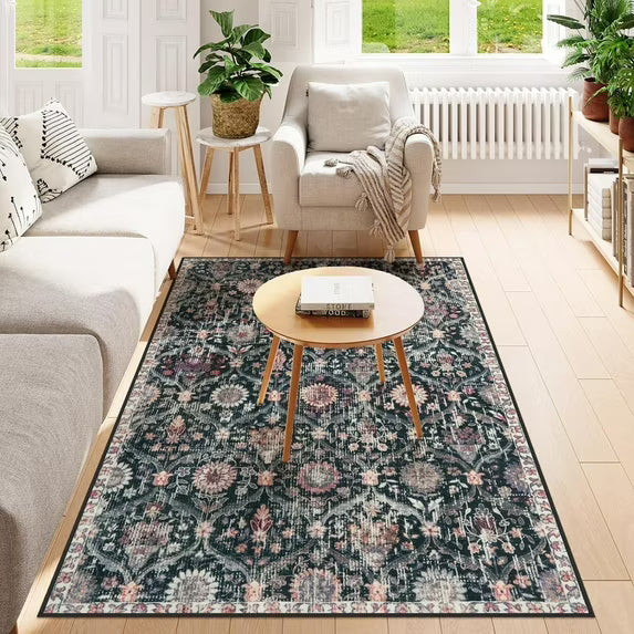 Moynesa Area Rug for Living Room Indoor Non-Slip Moroccan Trellis Washable Mat Large Oriental Accent Throw Rug for Kitchen Entryway Bathroom Bedroom Office Carpet