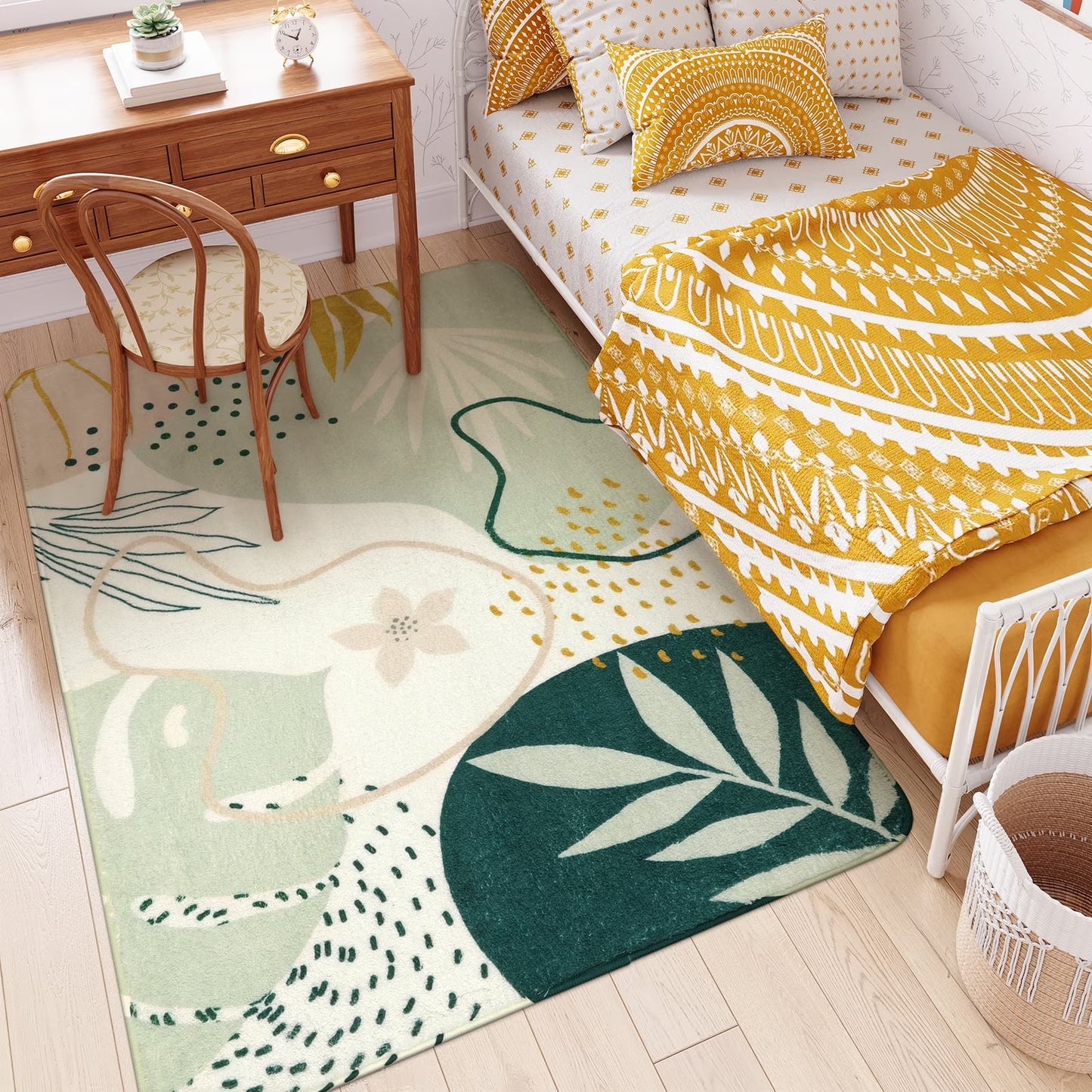 Moynesa Area Rugs for Living Room, Carpet for Bedroom Washable Non-Slip Boho Rug Throw Cute Soft Rug,Abstract Botanical Print Indoor Rugs for Kitchen Entryway Dining Room