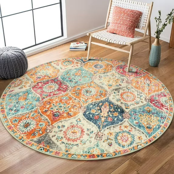 Moynesa Area Rug for Living Room Indoor Non-Slip Moroccan Trellis Washable Mat Large Oriental Accent Throw Rug for Kitchen Entryway Bathroom Bedroom Office Carpet