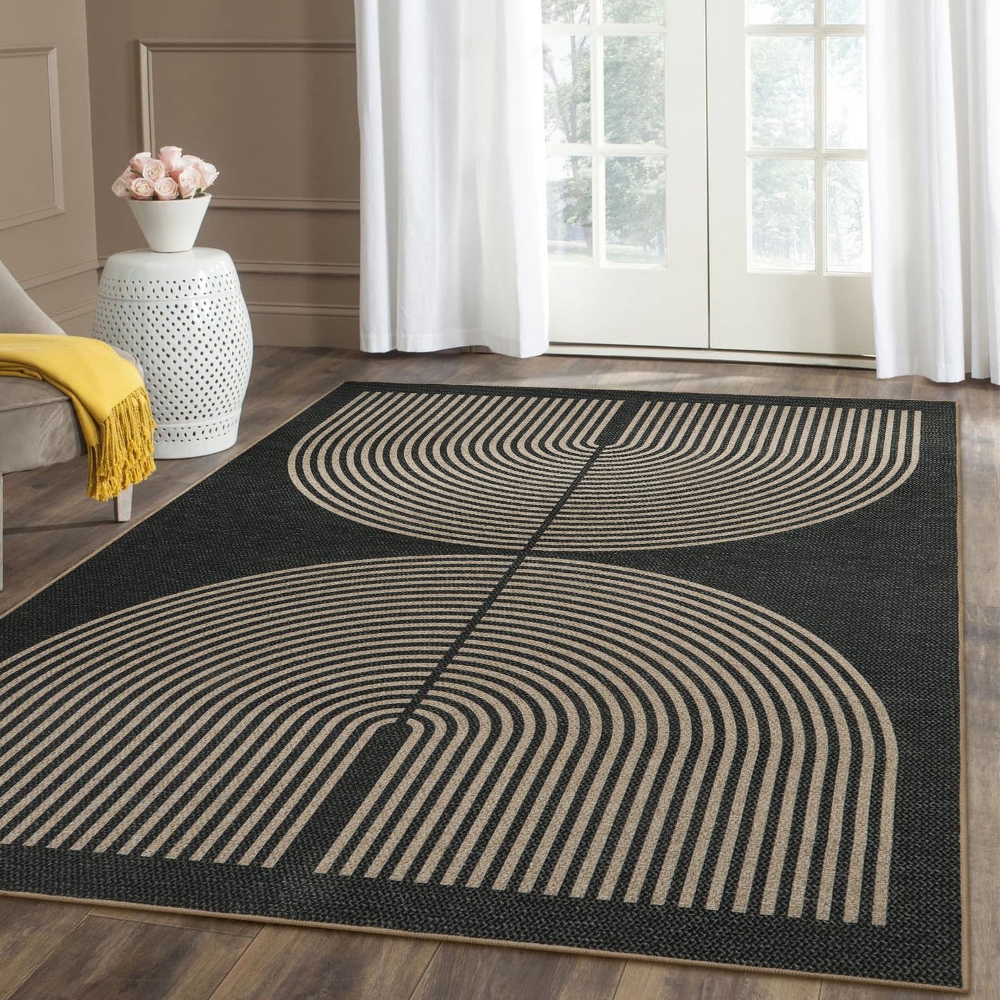 RUG ROBOT Modern Rainbow Easy Jute Rug, Patio Rug Washable Rugs for Entryway Farmhouse Area Rug, Non Slip Indoor Door Mat Contemporary Throw Rug for Laundry Guestroom Room Patio Decor