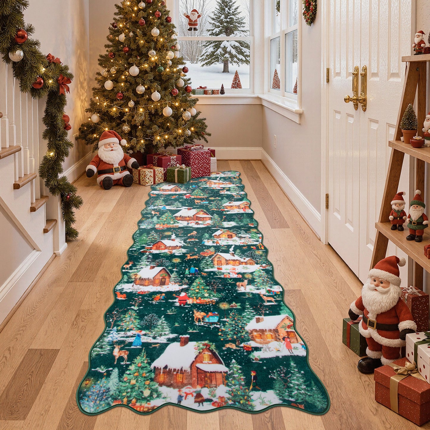 Lahome Decor Christmas Area Rug,Washable Rug For Living Room Bedroom Kitchen Holiday Decor Bathroom Entryway Laundry Room Non-slip Soft Carpet
