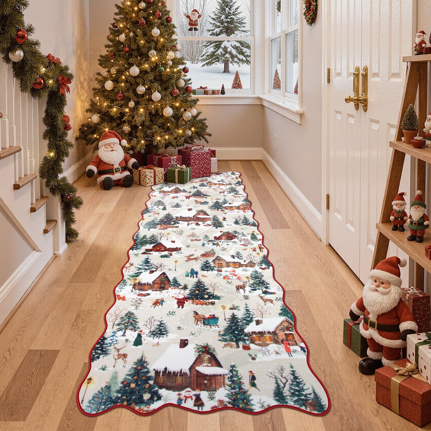 Lahome Decor Christmas Area Rug,Washable Rug For Living Room Bedroom Kitchen Holiday Decor Bathroom Entryway Laundry Room Non-slip Soft Carpet