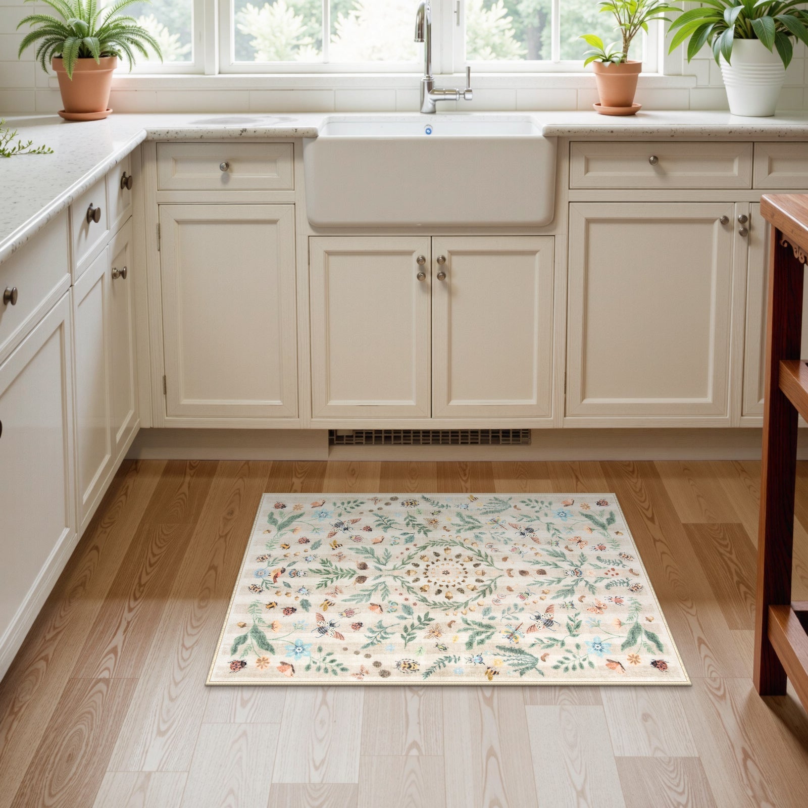 Lahome Decor Insect Botanical Washable Rugs for Bedroom, Soft Rug for Entryway, Kitchen Rugs Non Slip Washable, Boho Floral Indoor Throw Carpet for Bathroom Laundry Living Room Walmart Walmart