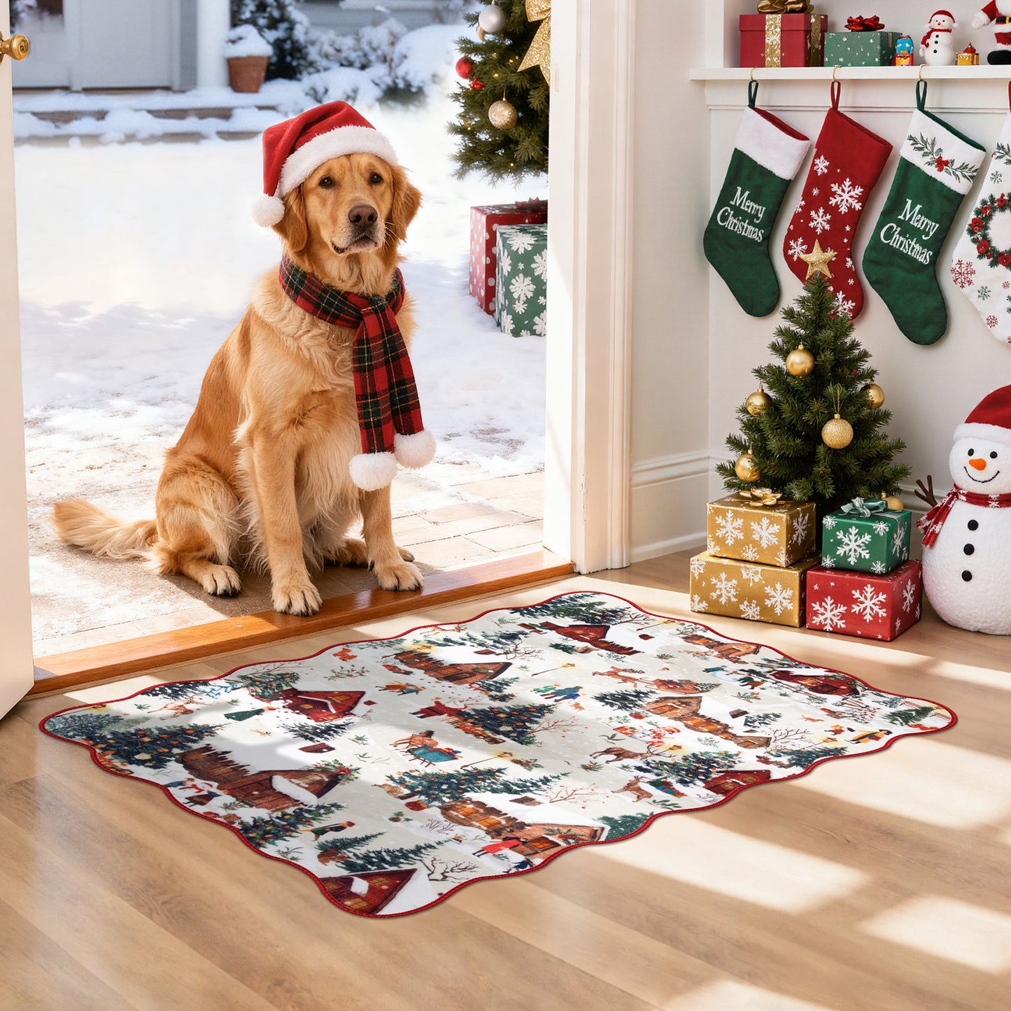 Lahome Decor Christmas Area Rug,Washable Rug For Living Room Bedroom Kitchen Holiday Decor Bathroom Entryway Laundry Room Non-slip Soft Carpet