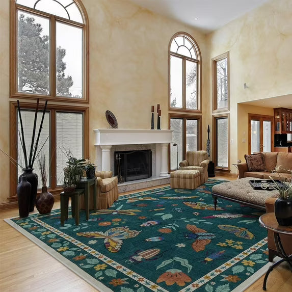 Moynesa Insect Print Washable Area Rugs, Soft Rugs for Living Room Ultra-Thin Non-Shedding Modern Bedroom Rug, Stain Resistant Throw Rug Large Carpet for Dining Room