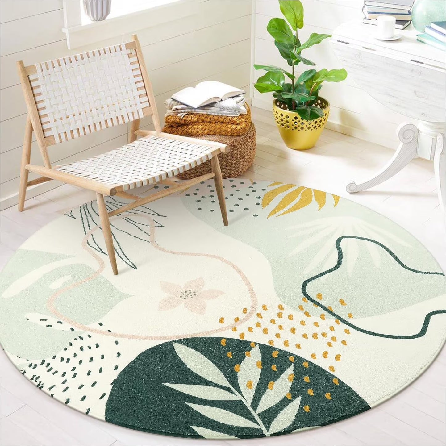 Moynesa Area Rugs for Living Room, Carpet for Bedroom Washable Non-Slip Boho Rug Throw Cute Soft Rug,Abstract Botanical Print Indoor Rugs for Kitchen Entryway Dining Room
