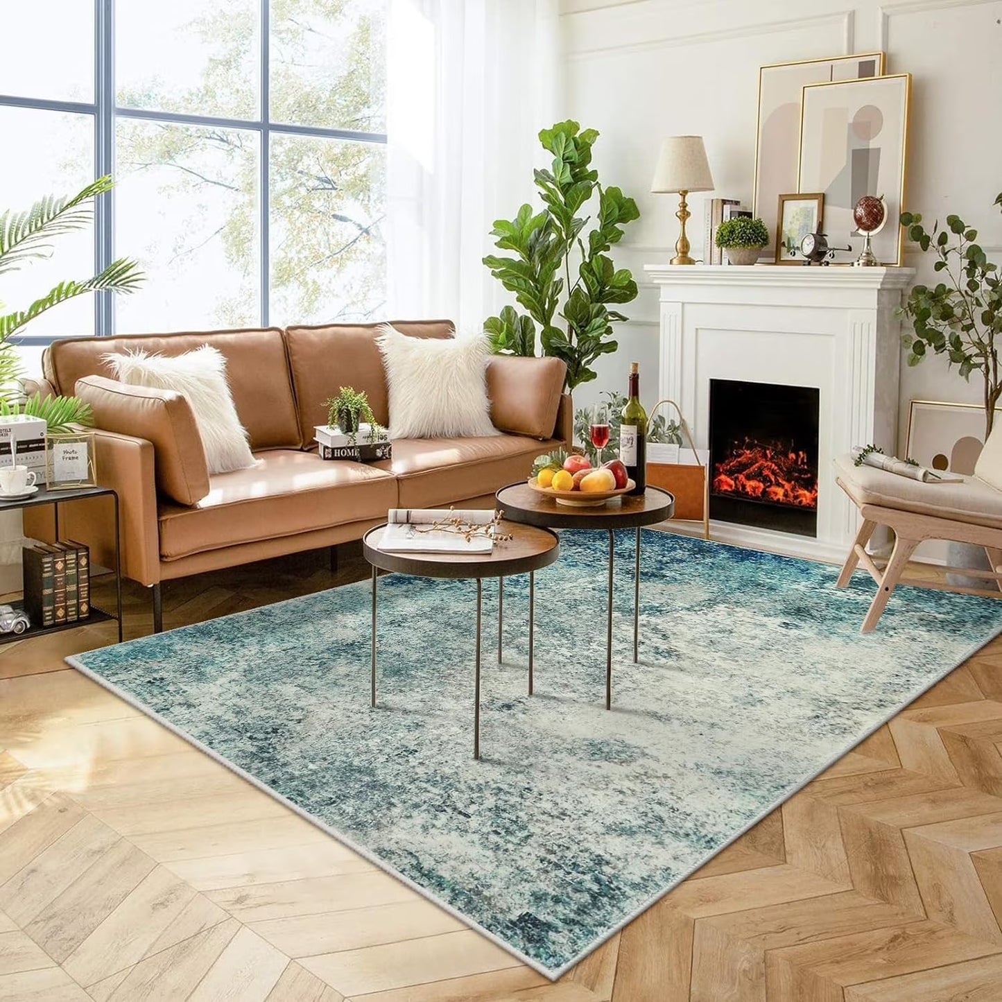 Moynesa Modern Abstract Round Rug,Gray Kitchen Rugs Soft Bedroom Circle Rugs Washable Living Room Mat, Contemporary Large Indoor Office Carpet for Mudroom Kitchen Apartment Basement