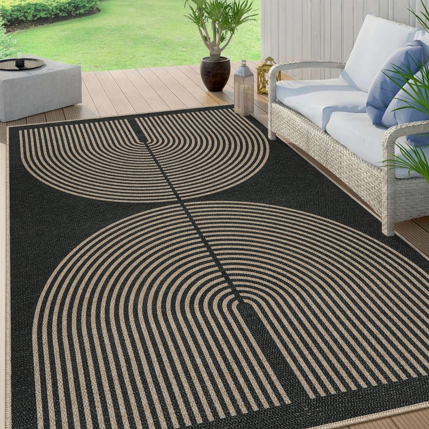 RUG ROBOT Modern Rainbow Easy Jute Rug, Patio Rug Washable Rugs for Entryway Farmhouse Area Rug, Non Slip Indoor Door Mat Contemporary Throw Rug for Laundry Guestroom Room Patio Decor