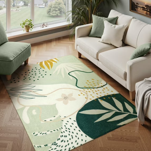 Moynesa Area Rugs for Living Room, Carpet for Bedroom Washable Non-Slip Boho Rug Throw Cute Soft Rug,Abstract Botanical Print Indoor Rugs for Kitchen Entryway Dining Room