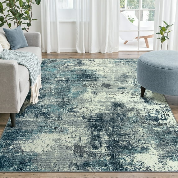 RUG ROBT Abstract Rug, Washable Bathroom Rug Non-Slip,Low-Pile Entryway Rug Indoor Mat,Soft Modern Throw Rug for Entrance Entry Kitchen Bedroom