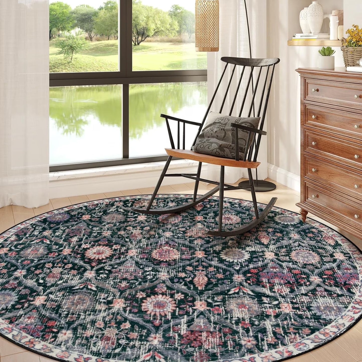 Moynesa Area Rug for Living Room Indoor Non-Slip Moroccan Trellis Washable Mat Large Oriental Accent Throw Rug for Kitchen Entryway Bathroom Bedroom Office Carpet