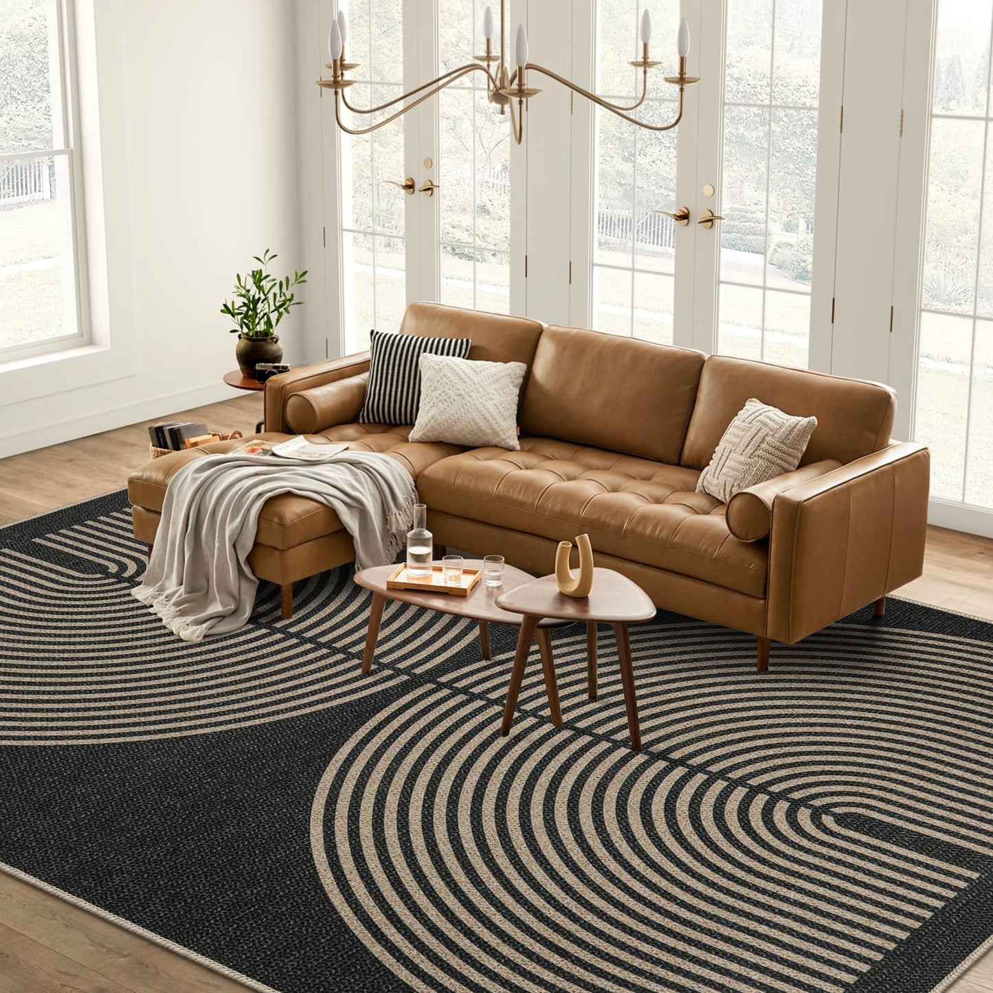 RUG ROBOT Modern Rainbow Easy Jute Rug, Patio Rug Washable Rugs for Entryway Farmhouse Area Rug, Non Slip Indoor Door Mat Contemporary Throw Rug for Laundry Guestroom Room Patio Decor