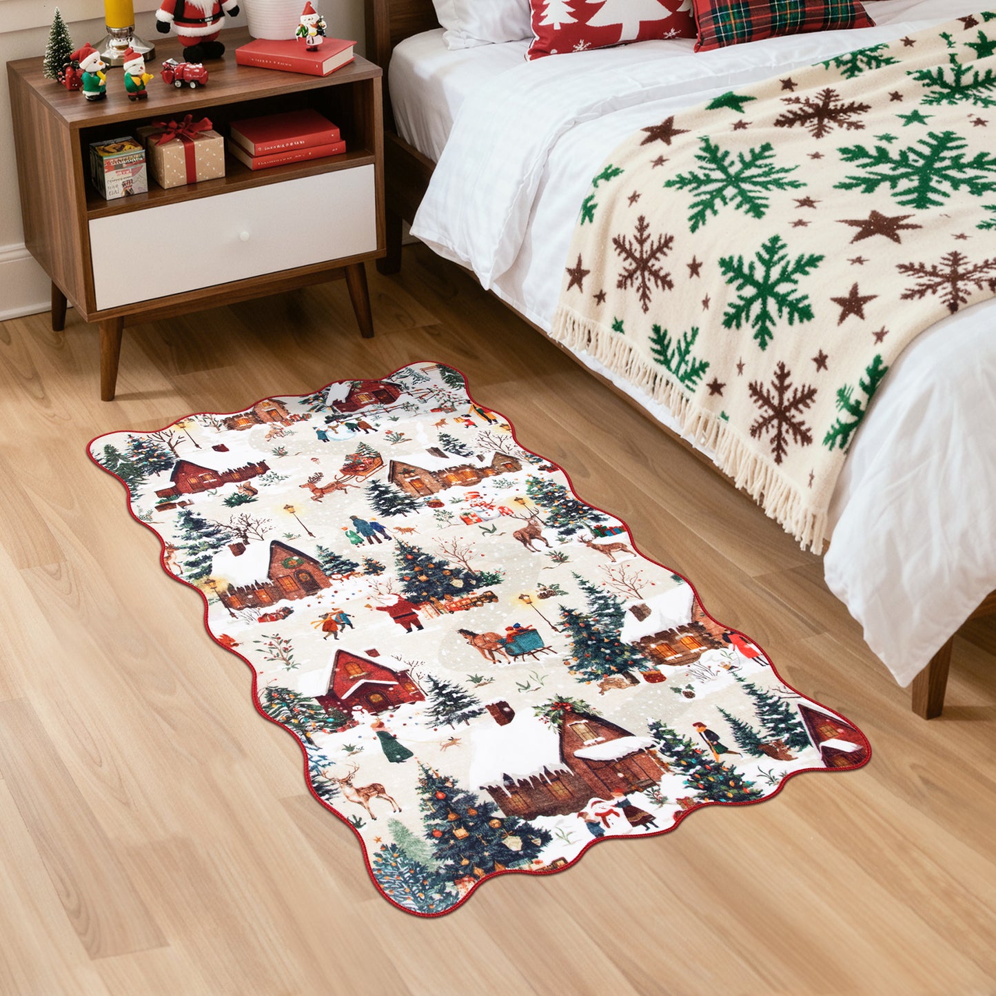 Lahome Decor Christmas Area Rug,Washable Rug For Living Room Bedroom Kitchen Holiday Decor Bathroom Entryway Laundry Room Non-slip Soft Carpet