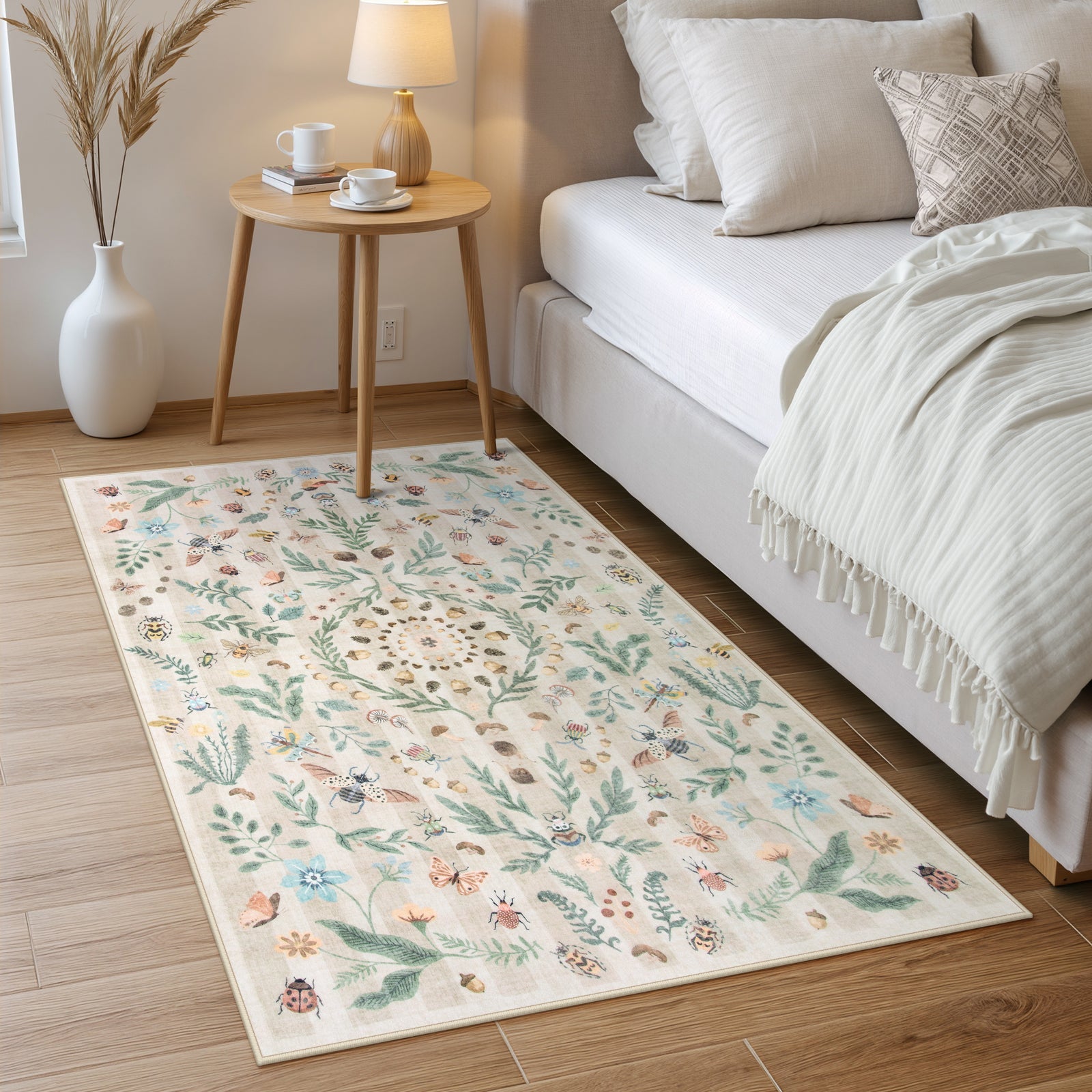 Lahome Decor Insect Botanical Washable Rugs for Bedroom, Soft Rug for Entryway, Kitchen Rugs Non Slip Washable, Boho Floral Indoor Throw Carpet for Bathroom Laundry Living Room Walmart Walmart