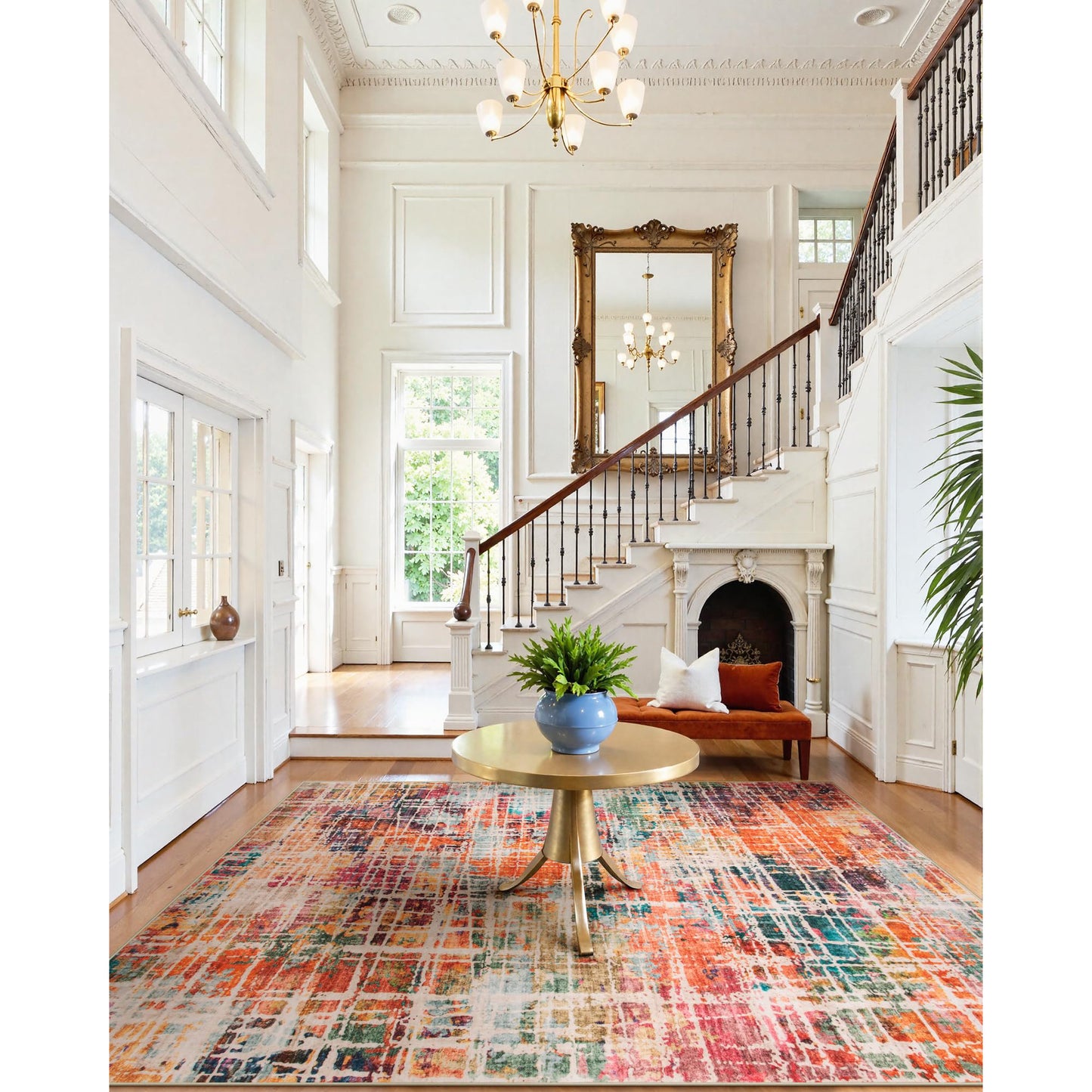 RUG ROBOT Abstract Living Room Rug, Soft Washable Area Rugs for Bedroom Non Slip, Ultra Thin Low Pile Modern Large Carpet for Dining Room Office Kitchen