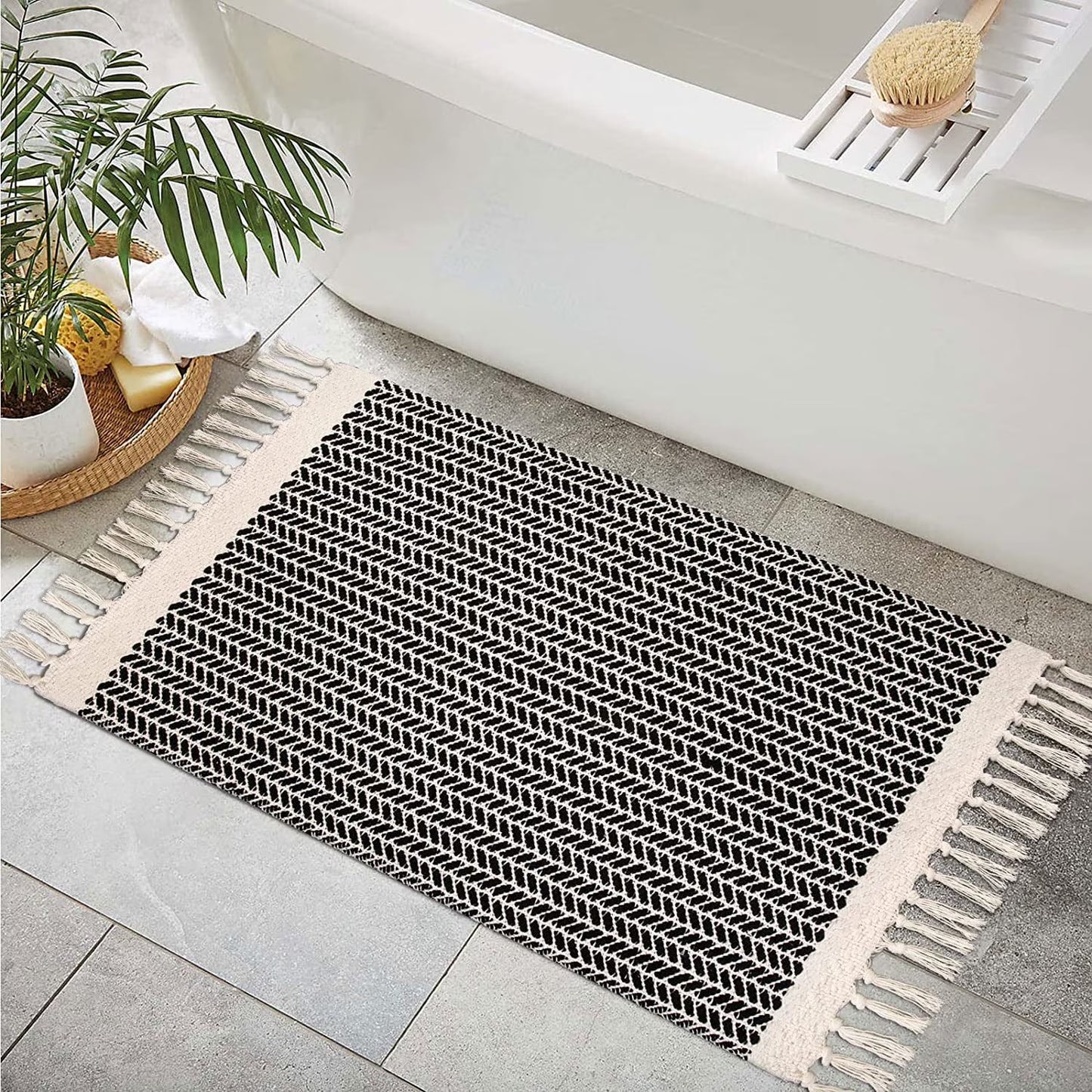 Moynesa Area Rug for Living Room Washable Bedroom Rugs Boho Lightweight Bath Door Mats Woven Entry Rug with Tassels Indoor Non Slip Carpet for Dining Bedroom Camper RV Gifts