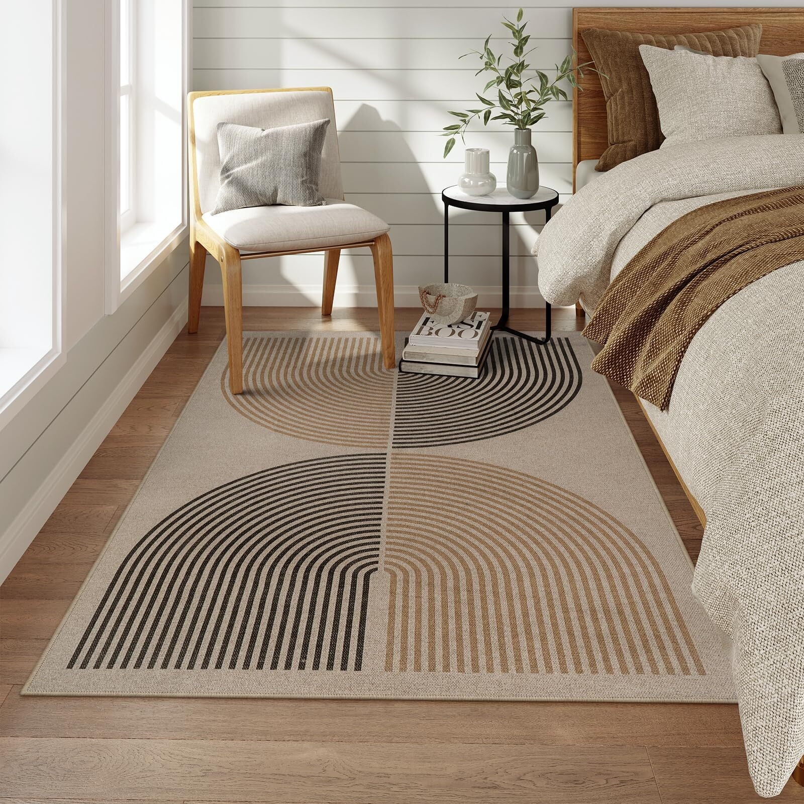 RUG ROBOT Modern Rainbow Easy Jute Rug, 4'x6' Patio Rug Washable Rugs for Entryway Farmhouse Area Rug, Non Slip Indoor Door Mat Contemporary Throw Rug for Laundry Guestroom Room Patio Decor