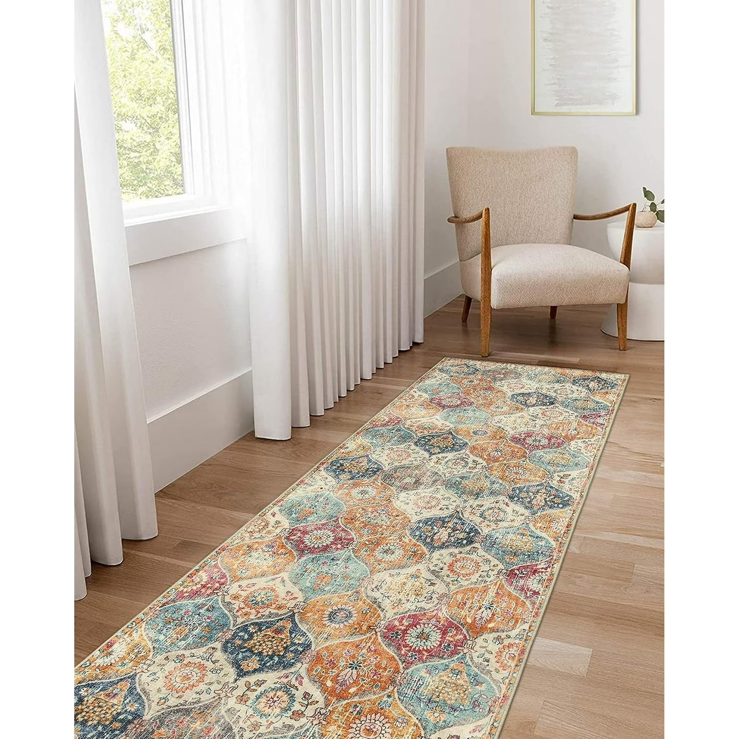 Moynesa Area Rug for Living Room Indoor Non-Slip Moroccan Trellis Washable Mat Large Oriental Accent Throw Rug for Kitchen Entryway Bathroom Bedroom Office Carpet