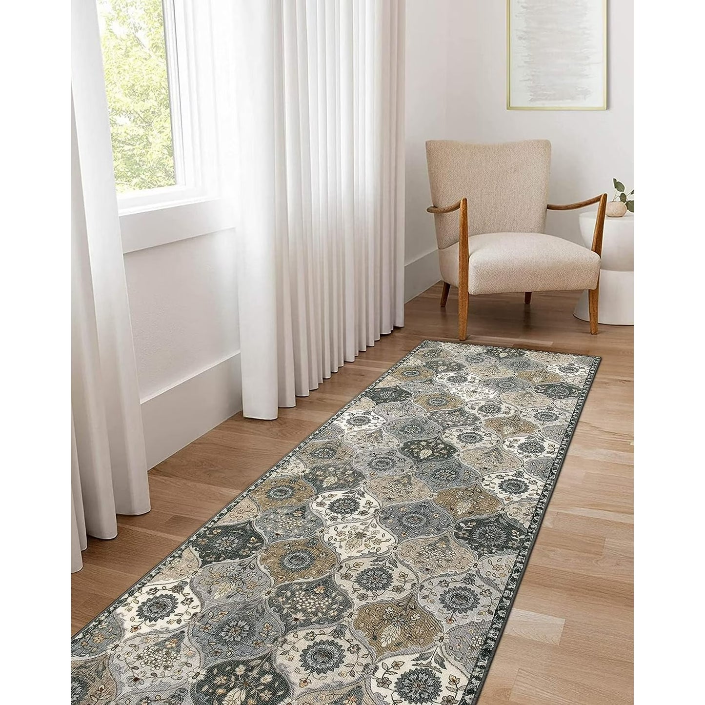 Moynesa Area Rug for Living Room Indoor Non-Slip Moroccan Trellis Washable Mat Large Oriental Accent Throw Rug for Kitchen Entryway Bathroom Bedroom Office Carpet