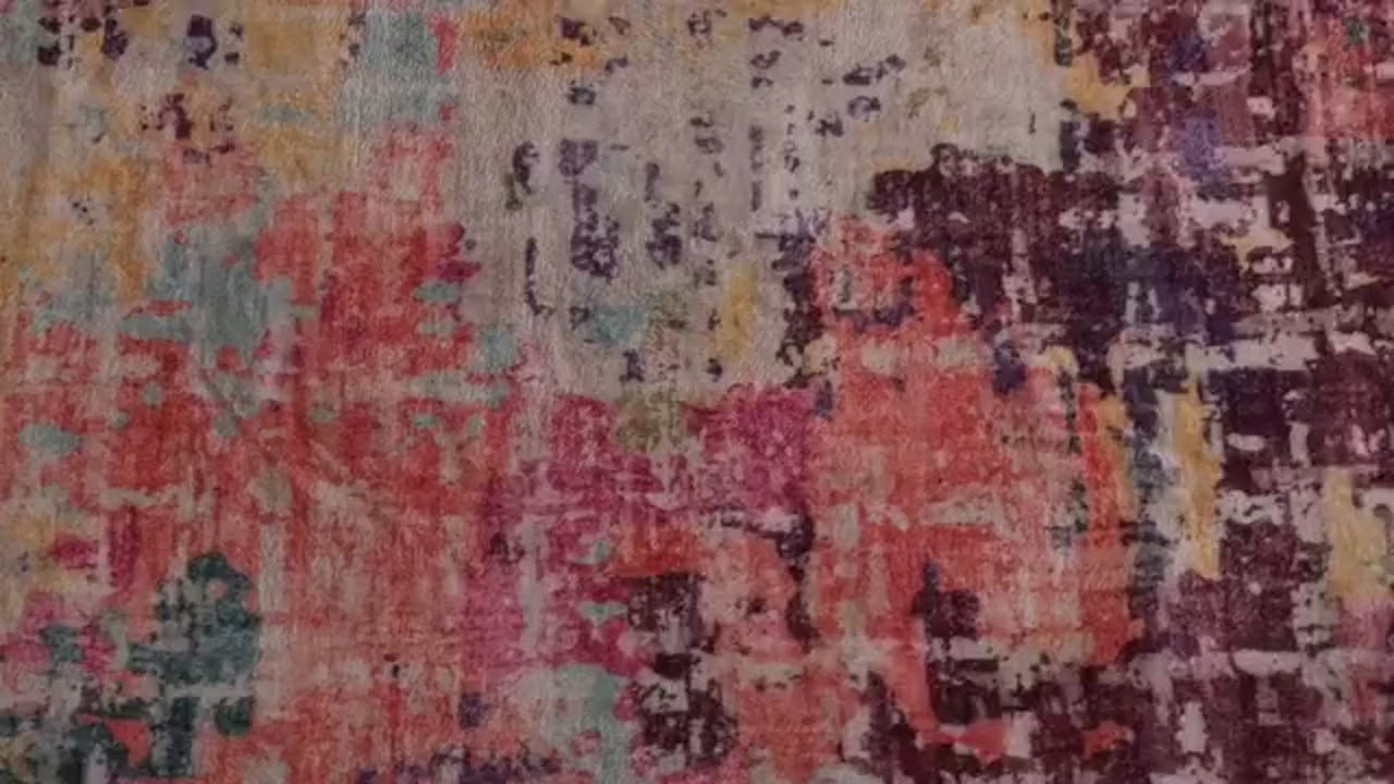 RUG ROBOT Abstract Living Room Rug 4'x6', Soft Modern Washable Area Rugs for Bedroom Non Slip, Ultra Thin Foldable Low Pile Carpet for Dining Room Kitchen Bathroom Office, Yellow/Blue