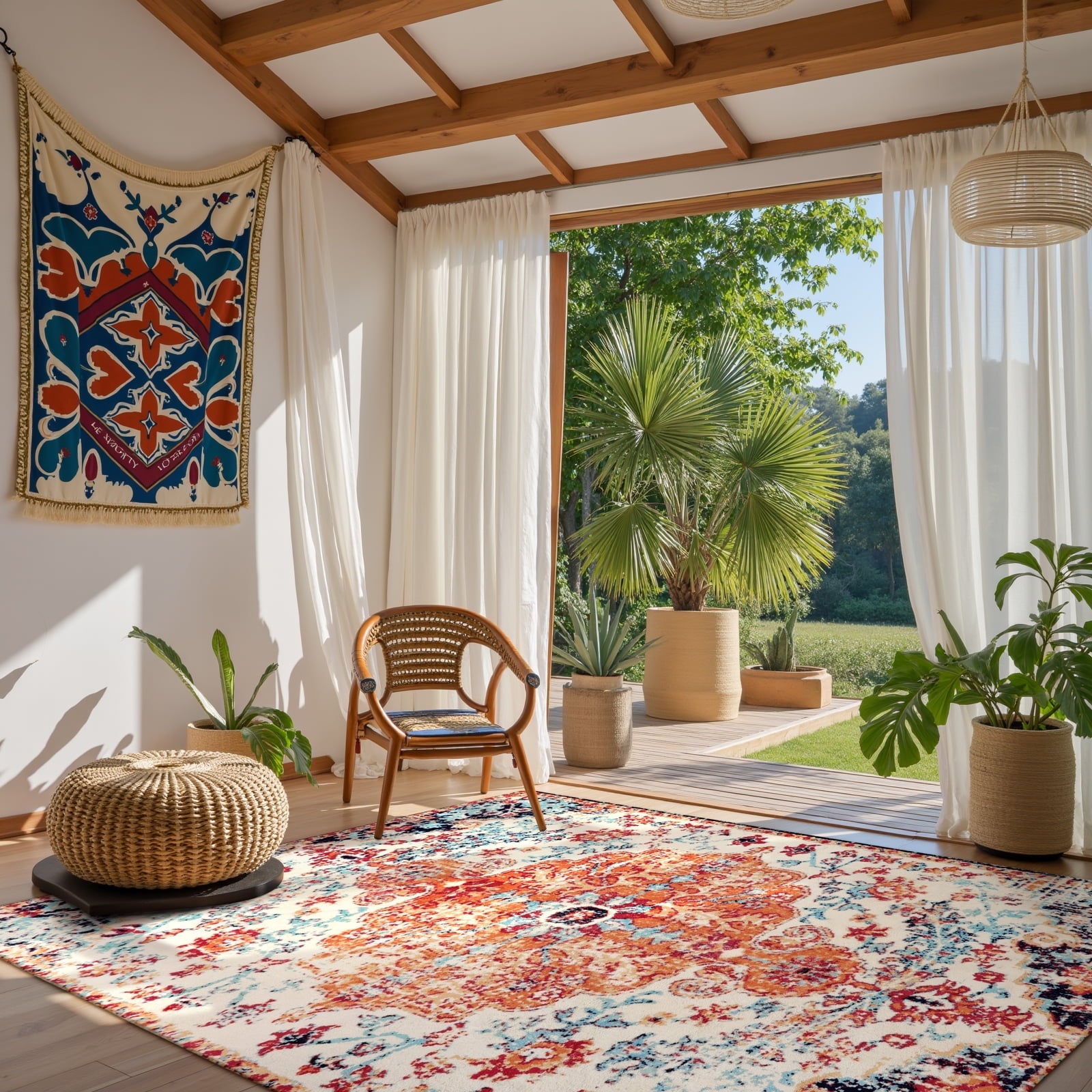 Lahome Decor Area Rug for Living Room Washable Bedroom Dining Rug Boho Floral Medallion Area Rug Non Slip Vintage Indoor Accent Carpet for Apartment Nursery Kids Room Walmart Walmart 5' x 7' Orange